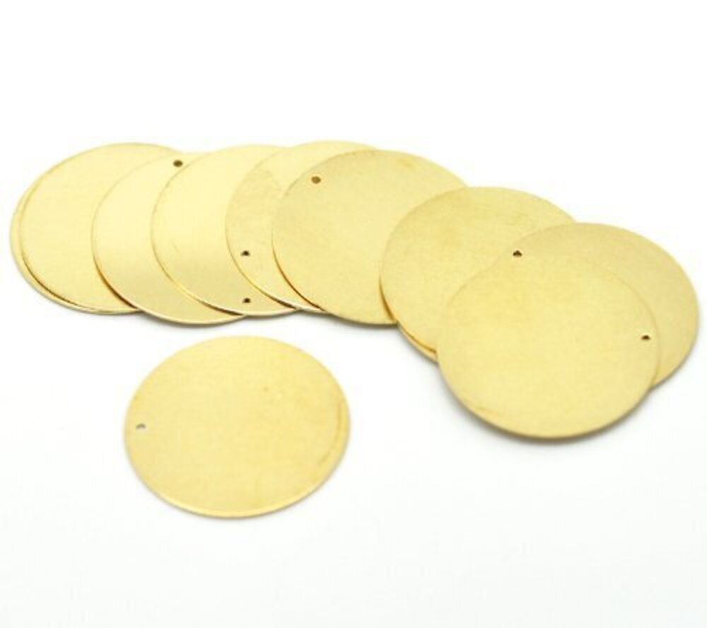6169 Brand 30PC Brass Round Stamping Blanks Tags Pendants Charms 28mm 1-1/8